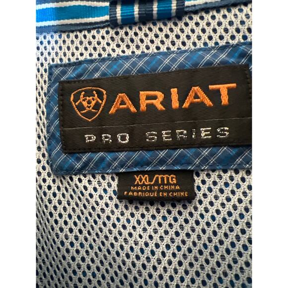 Ariat Pro size XXL shirt button down blue plaid front pocket business casual - Picture 6 of 8